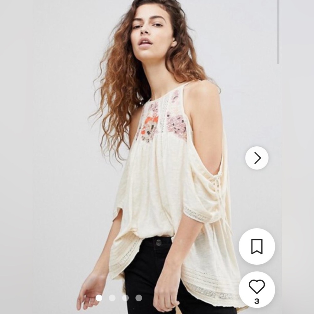 Free People embroidered beaded off the shoulder top